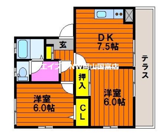 フォブール東岡山の物件間取画像